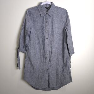 Coco+Carmen Minimalist Hemp Cotton Blend 3/4 Sleeve Shirt Dress S/M